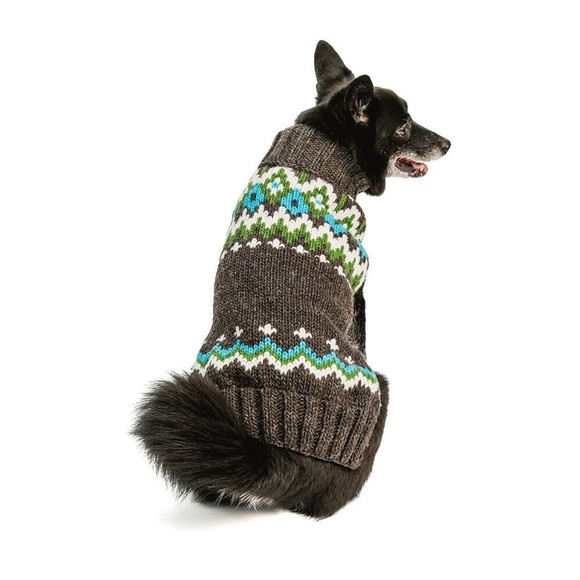 Chilly Dog Charcoal Fairisle Wool Dog Winter Sweater Sizes XXS-XXXL - Picture 2 of 5